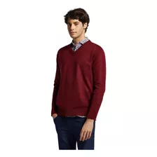 Sweater Liso Escote V Bordó Macowens 60306