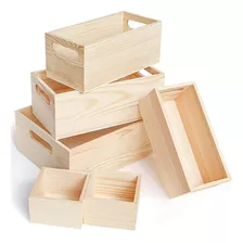 6 Packs Unfinished Wood Boxpulgada5 Sizes Rustic Handles Woo