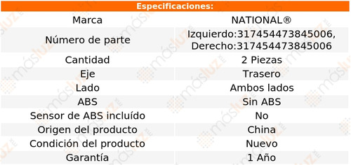 2- Mazas Traseras Sin Abs Honda Crx 1988/1991 National Foto 6