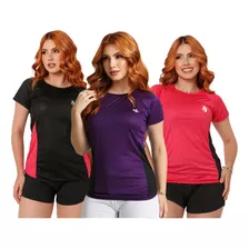 Kit 3 Camiseta Blusa Feminina Dry Fit Fitness Academia