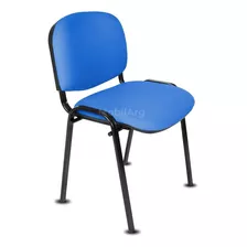 Silla Fija 4 Patas De Oficina Sala Espera Tapizada Apilable Color Azul Material Del Tapizado Cuero Sintético