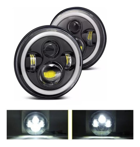 Par Focos Led Redondo Optico Tunning Jeep, Land Rover Foto 3