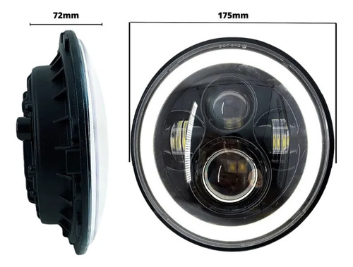 Farol Angel Eyes Led Para Jeep Troller Fusca Caminhão 7'' Branco — foto 3