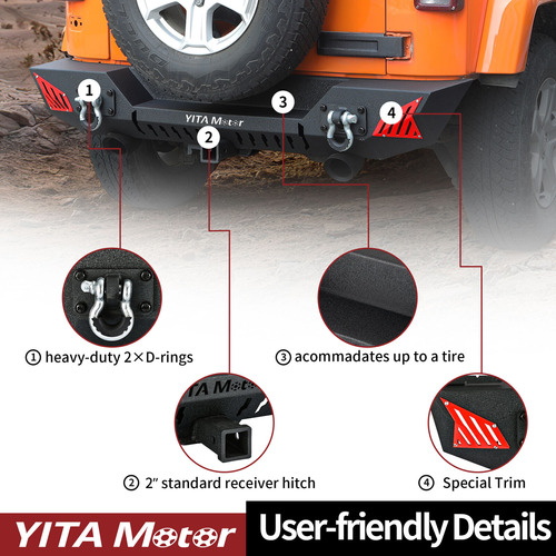 Stubby Front /rear Bumper For 2007-2018 Jeep Wrangler Jk Eem Foto 10