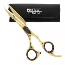 Tijera Peluqueria Microdentada Corte Pointcut Titanio Gold 6