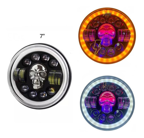 Farola Cafe Racer Led Universal Calavera Vintage 7 Pulgadas Foto 7