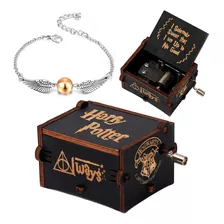 Kit Pulseira Caixinha Caixa De Música Harry Potter Manivela