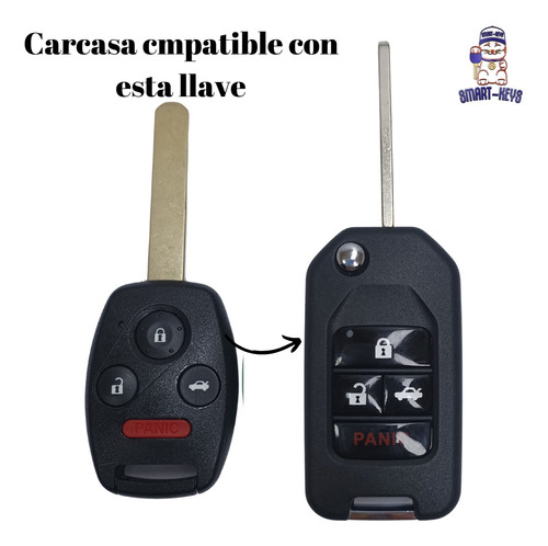 Carcasa Llave Honda Accord 2003 - 2013 Civic 2006 - 2012 Cro Foto 2