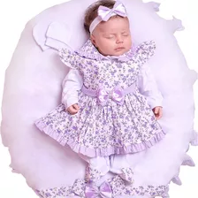 Saída De Maternidade Bebê Menina Amora Floral Lilás 05 Peças