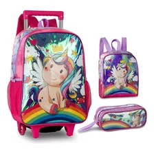 Unicornio Kit Escolar Completo Mochila Lancheira E Estojo