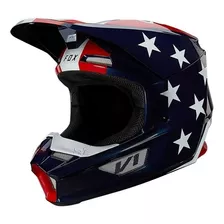 Capacete Fox V1 Ultra Branco Vermelho Azul