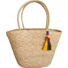 Bolsa Feminina Praia + Chapéu Paris Palhete Aba Larga