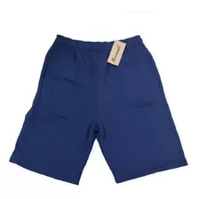 Short Bermuda Moleton Flanelado Basico Azul Marinho C Ajuste