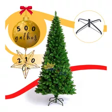 Árvore De Natal Pinheiro Luxo Cheia 210cm 500 Galhos