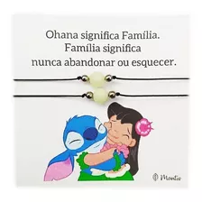 2 Pulseiras Brilha Escuro Amizade Lilo E Stitch Familia Kit