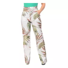 Calça Feminina Flare Estampada Famosa Pantalona Cintura Alta