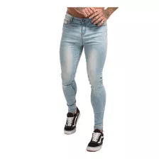 Calça Masculina Jeans Skinny Premium Destroyed Slim Lycra