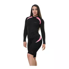 Conjunto Bike Feminino Blusa Manga Longa Bermuda Elite Refle