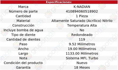 Banda Distribucion Subaru Rx H4 1.8l 85 Al 89 K-nadian Foto 3