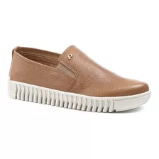 Sapato Pegada Feminino Em Couro Camel 210506