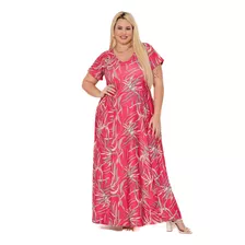 Vestido Longo Plus Size Roupa Feminina Manga Curta