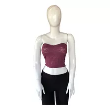 Top Strapless Moda International Talla Medium Ciruela