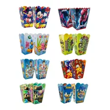 20 Cajas Palomeras Palomitas Carton Fiesta Varios Personajes