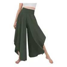 Falda Pantalon Larga Dama Color Sólido Irregular Dobladillo