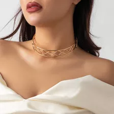 Colar Bijuteria Festa Luxo Trançada Choker Elegante M168