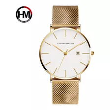 Relojes De Cuarzo Clásicos Para Hombre Hannah Martin 151 Color Del Fondo Gold/white