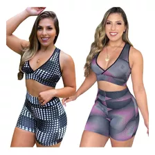 2 Roupas De Academia Conjunto Short + Top Fitness