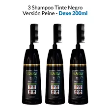 3 Shampoo Tinte Negro Versión Peine - Dexe 200ml