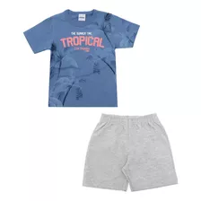 Conjunto Infantil Menino Tropícal Camiseta E Bermuda