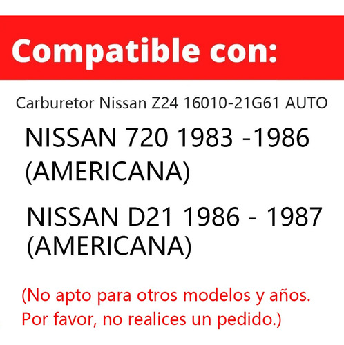 Carburador Para Nissan 720 Pickup 2.4l Z24 1983-1986 Foto 2