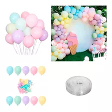 100 Balão Bexiga Candy Colors + Fita Arco Descontruido 5 Mts