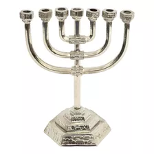 Candelabro Menorá Judaico Cidade De Jerusalém Grande 19cm#