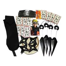 Kit Naruto Kunai Ultra Azul Shuriken Bandana Colar Tsunade