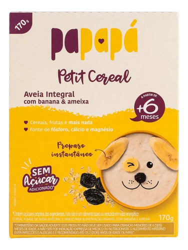 Cereal De Aveia Integral Papapá Com Banana E Ameixa Para Bebês 170g