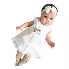 Vestido Festa Batizado Branco Infantil Bebê Menina Ano Novo