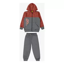 Conjunto Jaqueta Com Capuz E Calça Rovi Kids Cinza