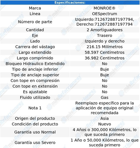 Par Amortiguadores Traseros Gas Oespectrum Ascender 03-08 Foto 3