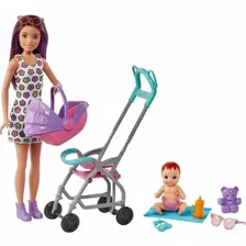 Barbie Skipper Baby Sitters Niñera Con Bebé Y Carreola / H 