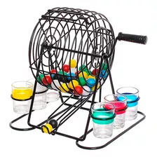 Jogo Bingo Brinquedo Com 6 Copos 48 Bolas Base Giratória