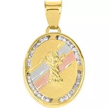 Medalla Del Divino Niño Con Circonias 3 Oros 10 K + Obsequio