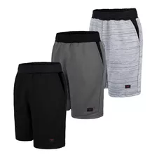 Kit 3 Bermudas Moletom Masculinas Esportiva Casual