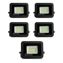 5x Refletores Led Slim 10w Branco Frio 6500k Ip65 Externo