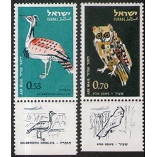 Israel 2 Sellos Aéreos Aves Avutarda Y Búho Con Tabs 1963 