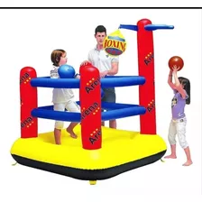 Ring De Boxeo Inflable Saltarín + Aro Con Pelota Y Guantes