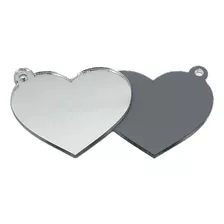 Chaveiros Coração Espelhado Prata 5cm 50 Pçs P/personalizar