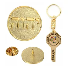 Bottom Broche Judaico Hebraico Yhwh + Chaveiro Judaico